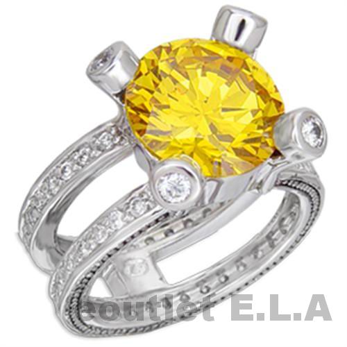 7.32CT CRT CITRINE CZ SOLITAIRE ETERNITY COCKTAIL RING-6 sizes